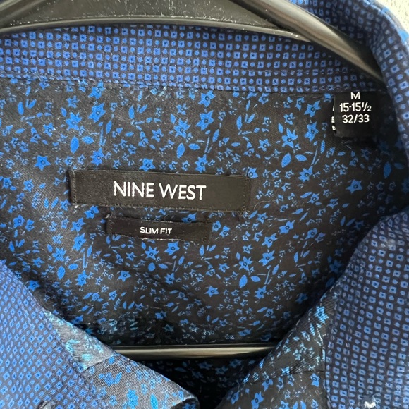 Nine West Men's Blue Patterned Shirt - Picture 2 of 4